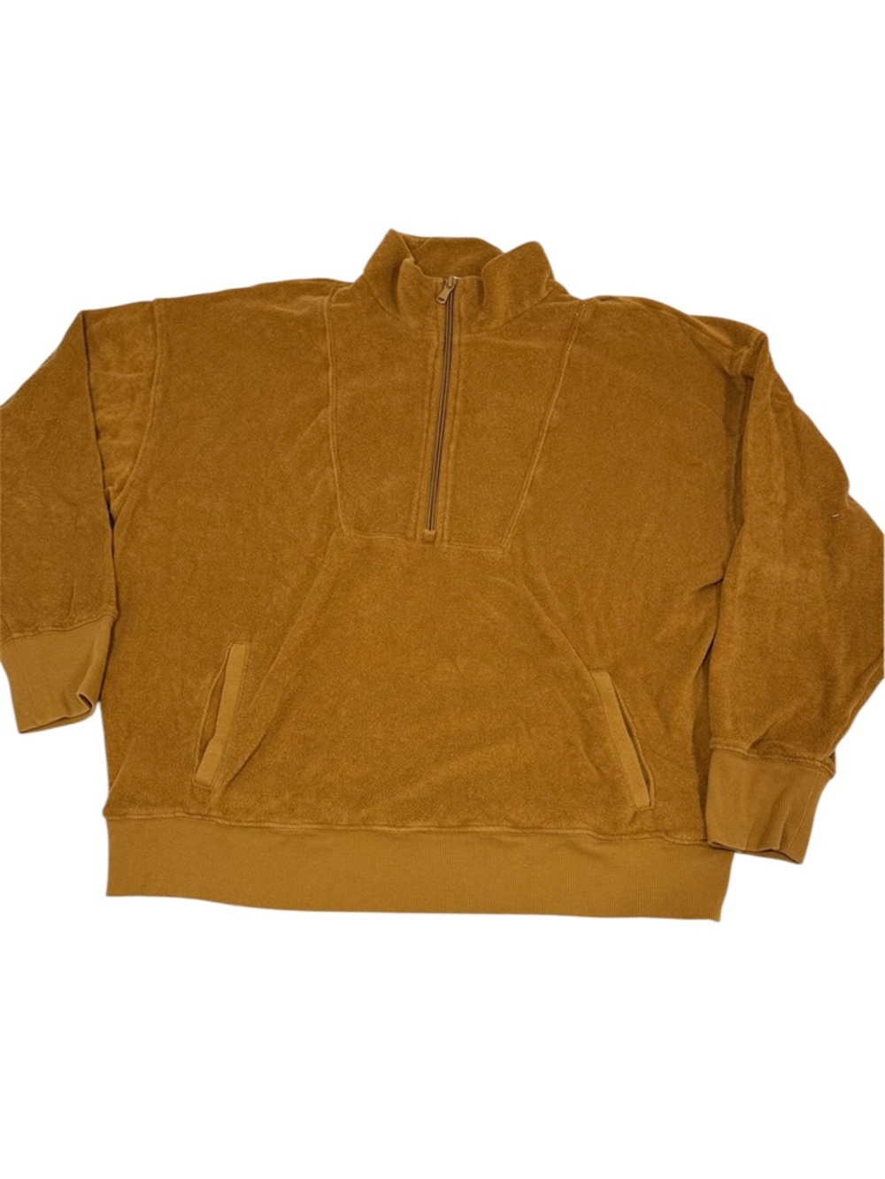 Offline by Aerie terry cloth Quarter-Zip Pullover in Chestnut Brown size L - Picture 8 of 8
